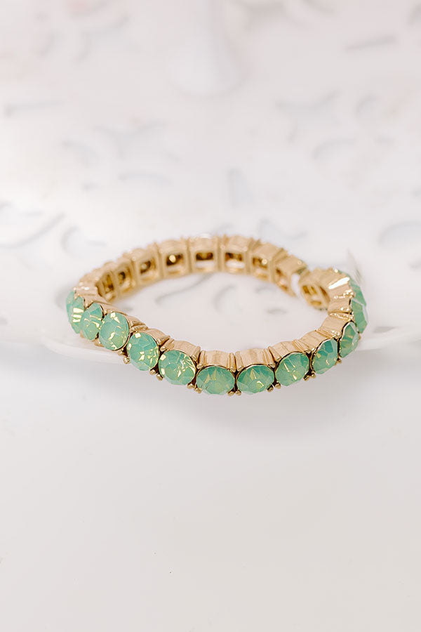 Premium Mint Glamour Stretch Bracelet - Ultimate Sparkle Accessory