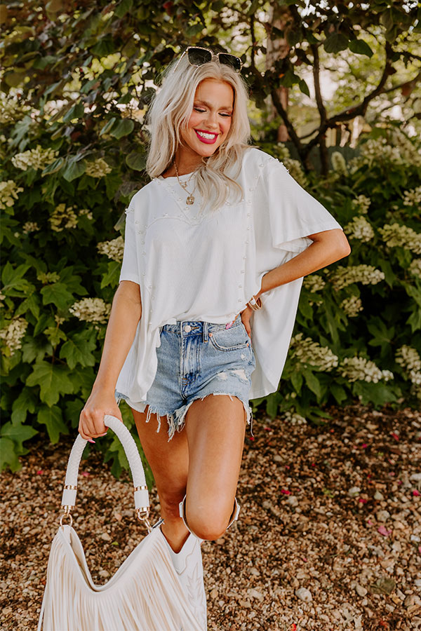 Premium Poised Romance Embellished Top - Ultimate White Elegance