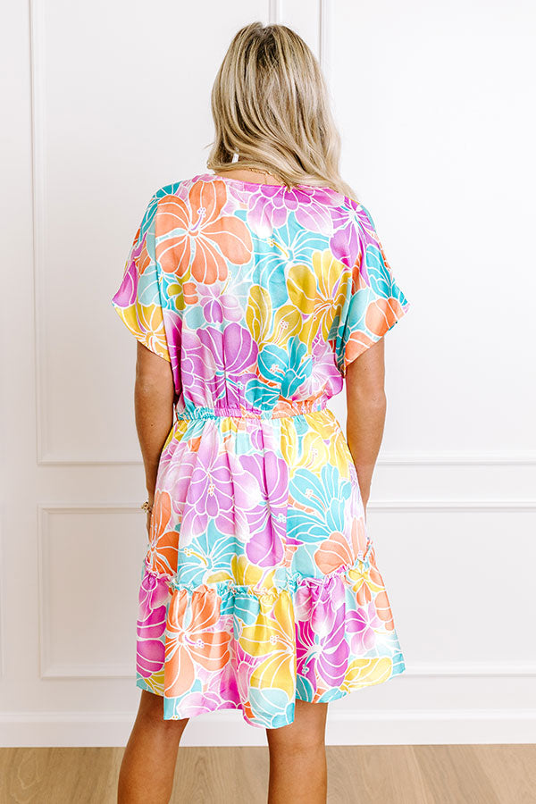 Tropical Escape Mini Dress - Coral Cove