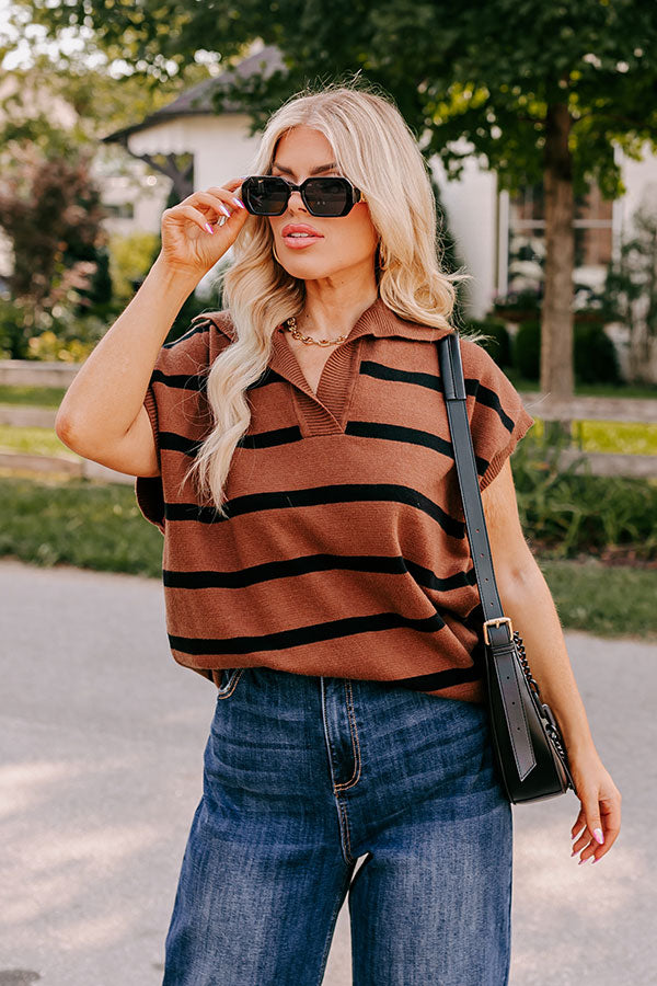 Premium Pumpkin Spice Striped Sleeveless Top