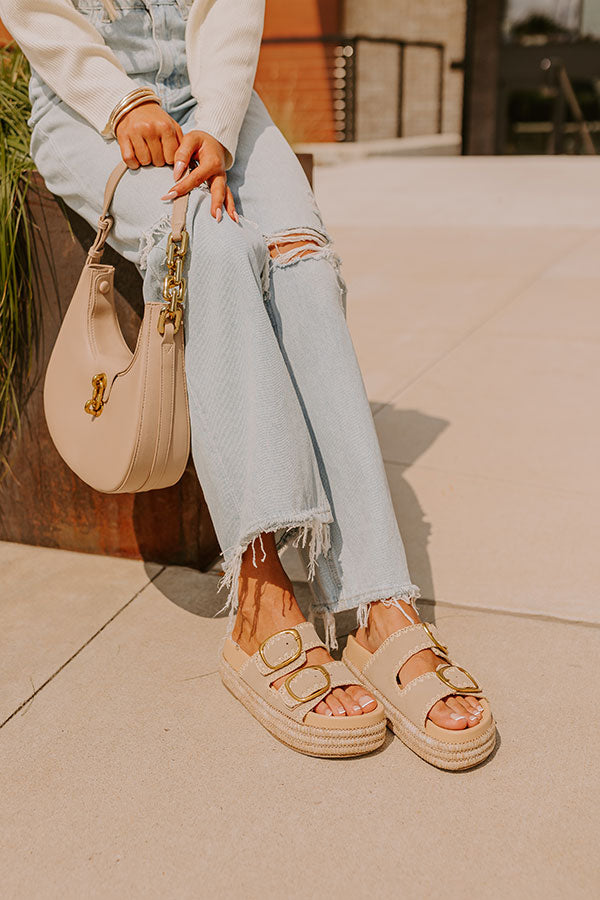 Ultimate Comfort: Livy Faux Nubuck Platform Sandal in Taupe