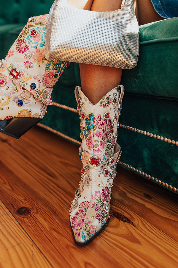 Ultimate Delilah Embellished Cowboy Boot - Premium Ivory Style