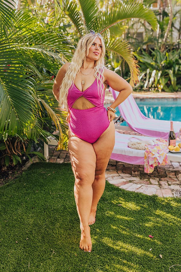 Premium Sunkissed Shores Seersucker One-Piece Swimsuit for Curves