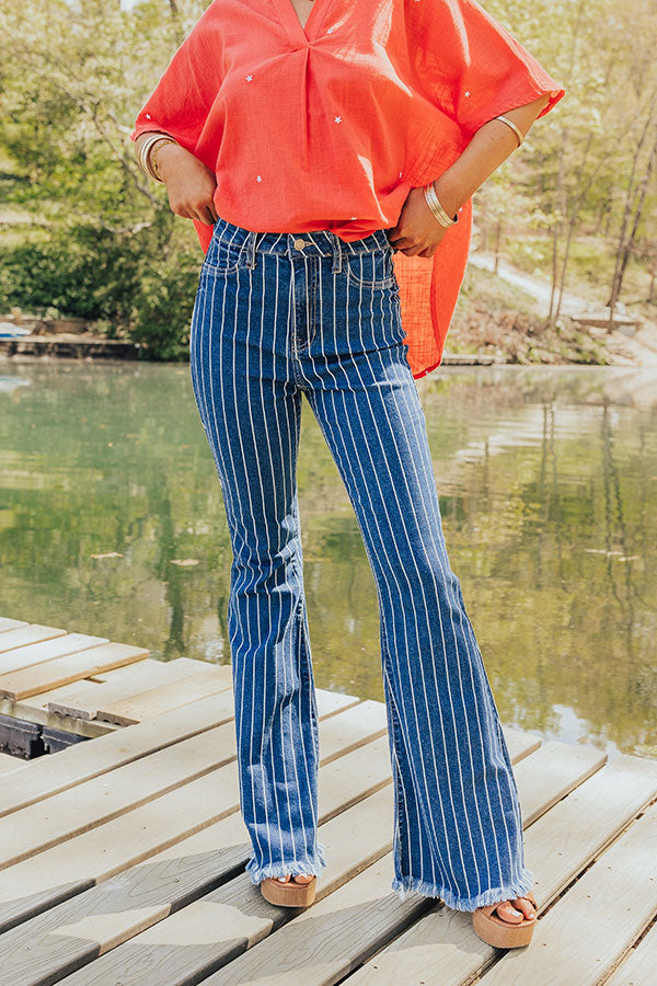 The Ultimate Stevie High Waist Stripe Flare Jeans