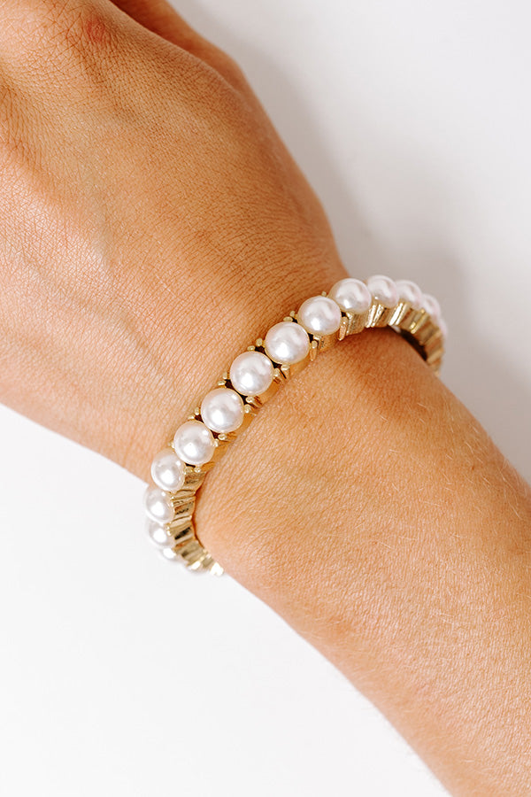 Premium Pearl Sparkle Stretch Bracelet - Ultimate Glamour