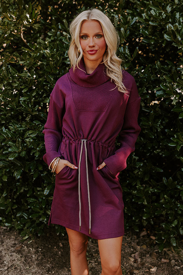 Ultimate Coffee Chic Drawstring Mini Dress - Royal Plum