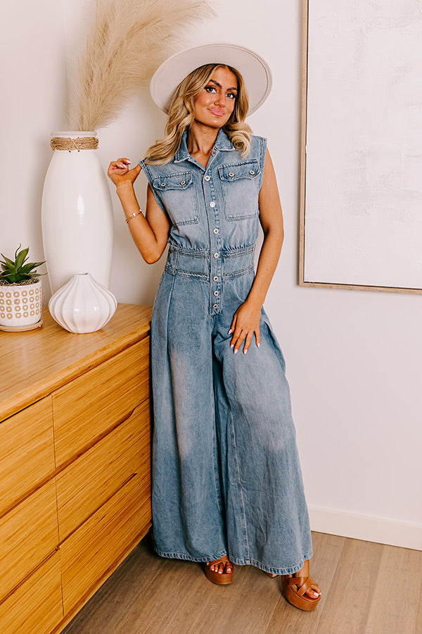 Premium Central Park Denim Jumpsuit - Ultimate Wide-Leg Style