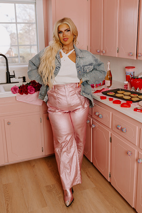 Ultimate Raleigh High Waist Metallic Pants - Pink Curves Edition