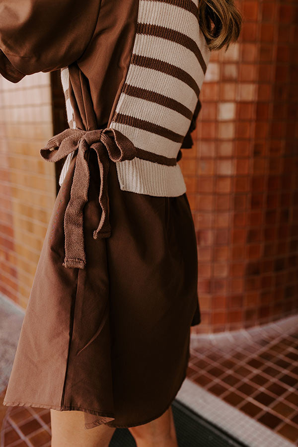 Ultimate Sweet As Can Be Stripe Mini Dress in Mocha