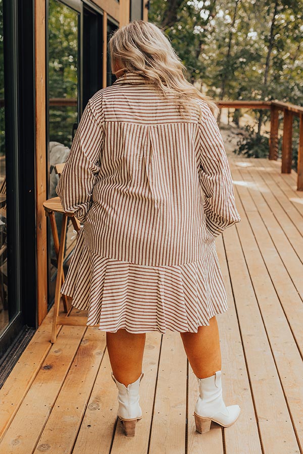 Premium Striped A-Line Mini Dress in Brown | Ultimate Style Upgrade