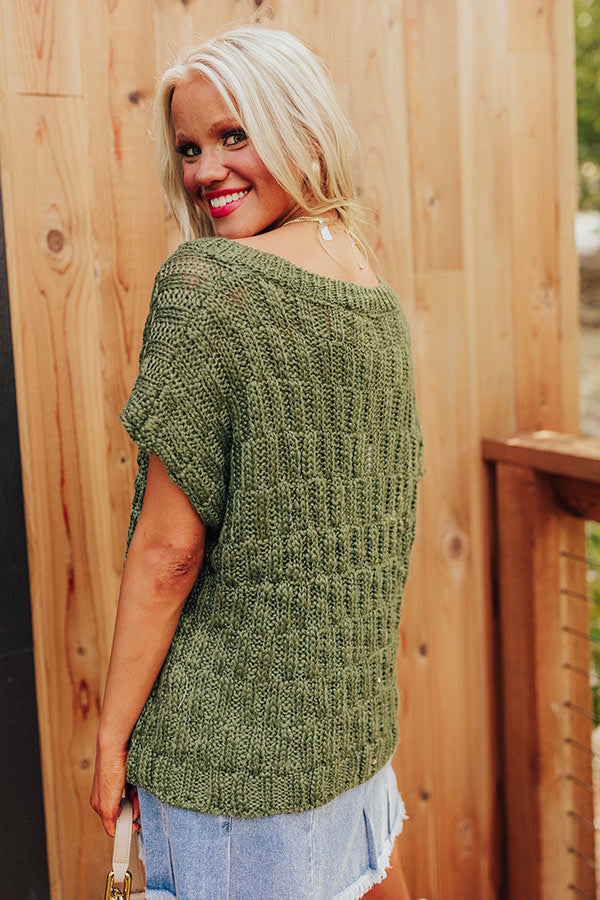 Premium Block Party Chic Knit Top - Olive