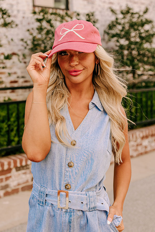 Premium Rose Embroidered Bow Baseball Cap