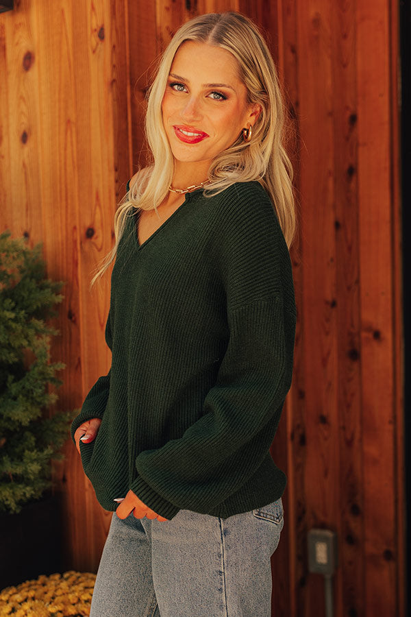 Ultimate Cozy Cappuccino Sweater in Hunter Green