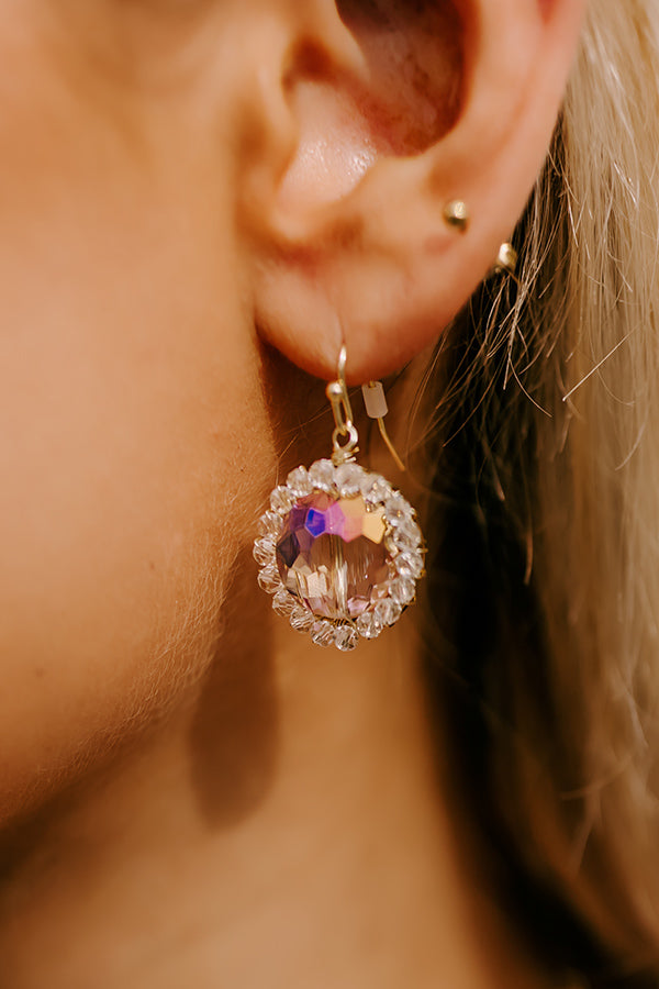 Premium Pink Rhinestone Dangle Earrings