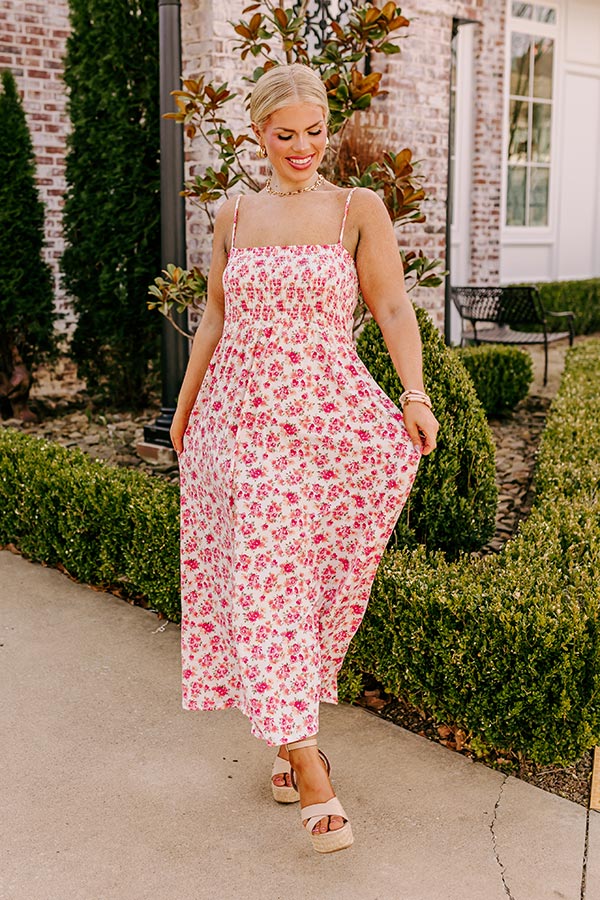 Ultimate Summer Floral Maxi Dress in Ivory Curves