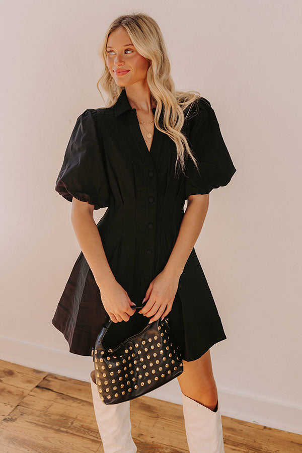 Ultimate Chic Black Button Down Mini Dress - Turn Heads Instantly