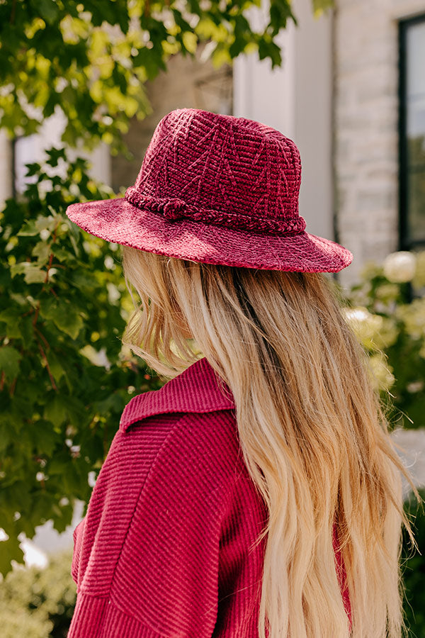 Premium Fall Dreaming Chenille Fedora Hat in Wine - Ultimate Style Upgrade