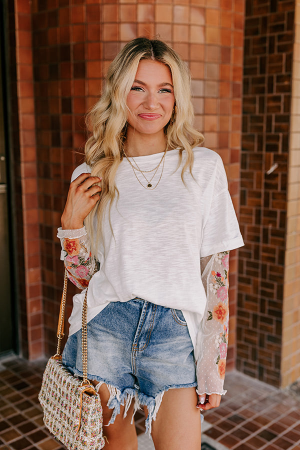 Premium Casual Twist Embroidered Tee - Ultimate Comfort in White