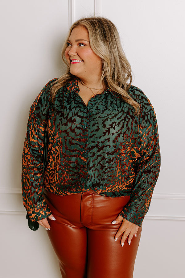 Premium Velvet Burnout Teal Curves Top - Ultimate Style Upgrade