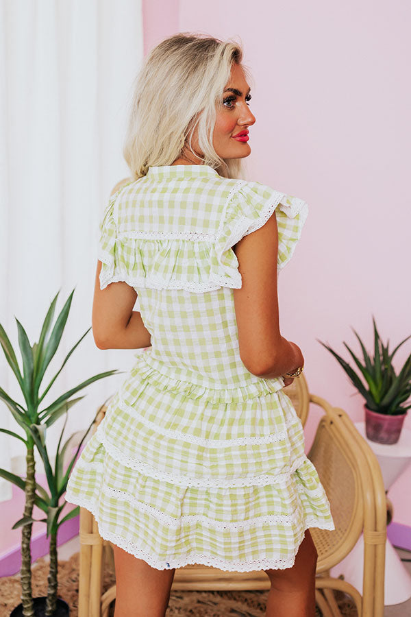 Premium Gingham Button-Down Top in Lime – Ultimate Summer Style