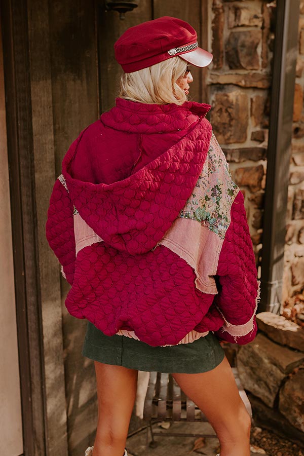 Ultimate Cozy Couture Quilted Jacket in Sangria