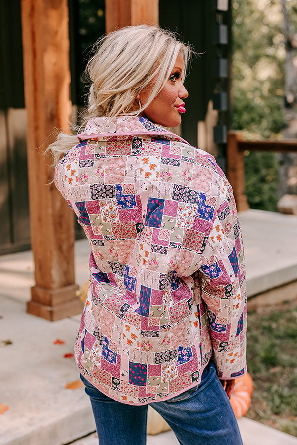 Premium Pumpkin Patch Floral Quilted Jacket in Blush - Vintage Inspired Style
