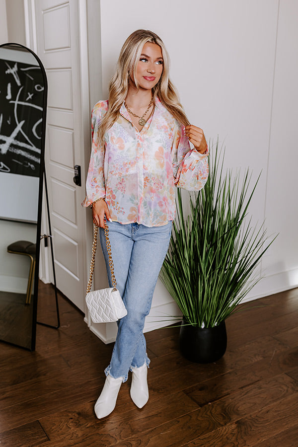 Premium Lush Blooms Chiffon Blouse