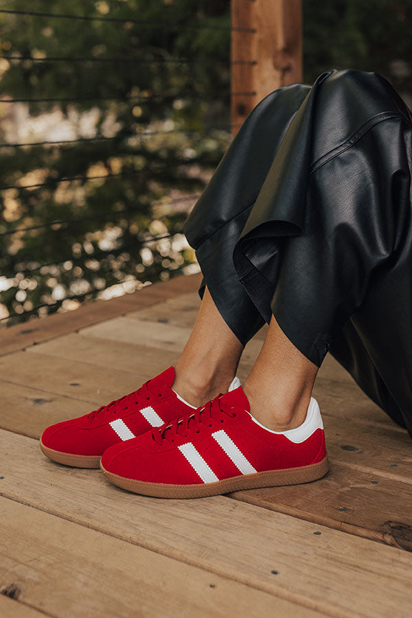 Premium Sutton Faux Suede Sneakers in Bold Red - Ultimate Comfort & Style