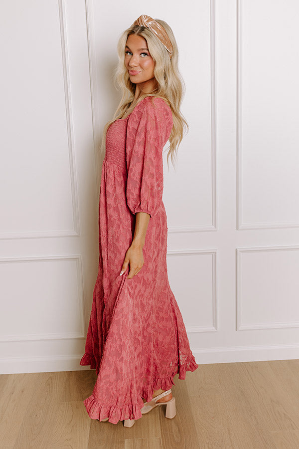 Ultimate Rustic Rose Jacquard Maxi Dress – Embrace Everyday Elegance