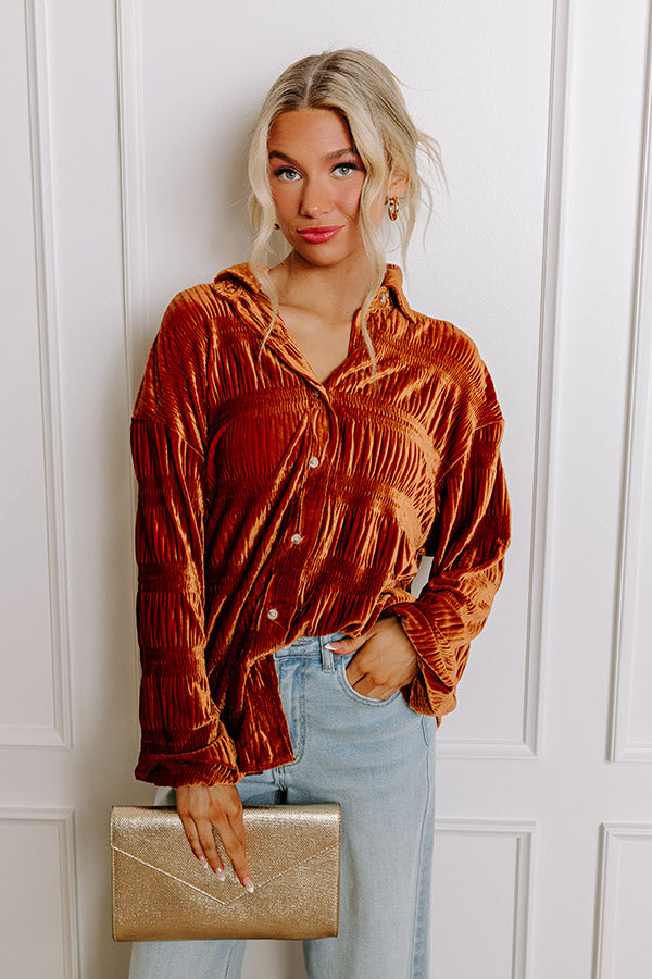 Premium Velvet Elegance Top - Rust Edition