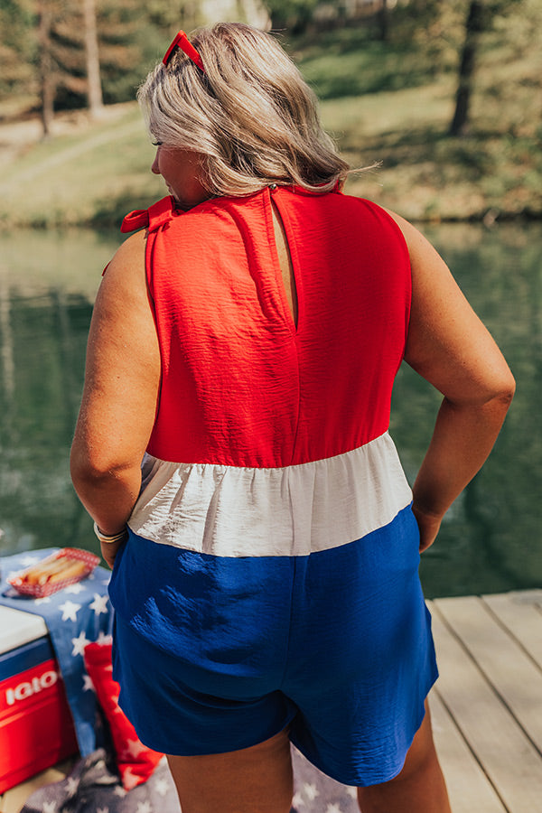 Premium Lakeside Celebration Romper - Red, White & Blue