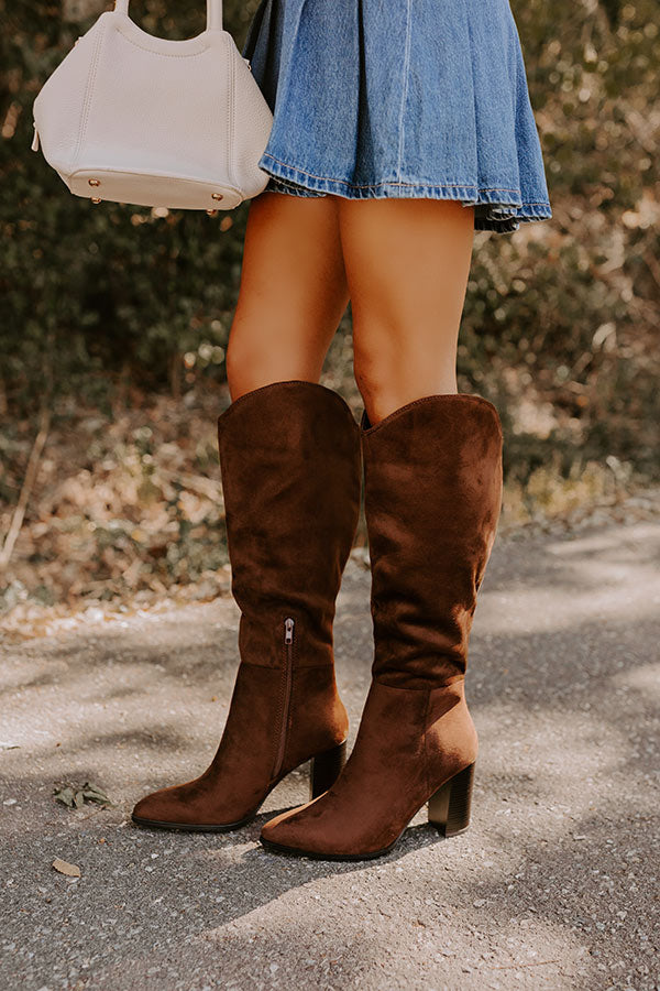 Premium Aria Faux Suede Knee High Boots in Chocolate - Ultimate Style & Comfort