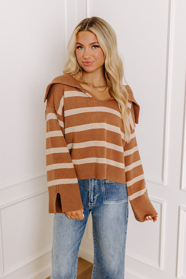 Ultimate Comfort: Iced Mocha Striped Oversized Sweater