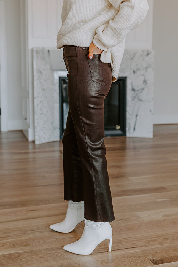 Just USA Premium Ariadne High-Waist Coated Straight Leg Pants in Espresso