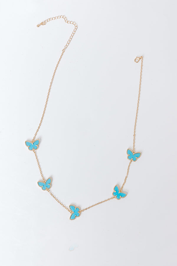Premium Butterfly Garden Necklace - Turquoise Elegance