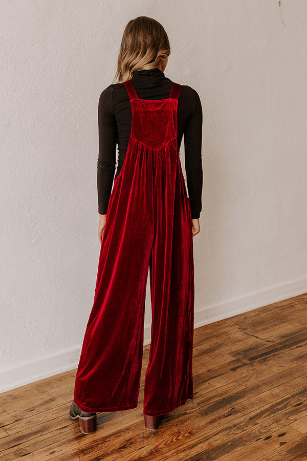 Ultimate Holiday Velvet Jumpsuit - Wine Red