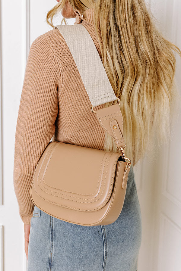 Premium Faux Leather Crossbody Bag - Iced Latte Edition