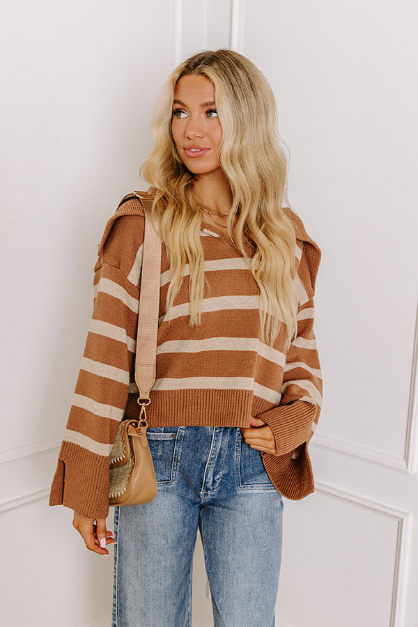 Ultimate Comfort: Iced Mocha Striped Oversized Sweater