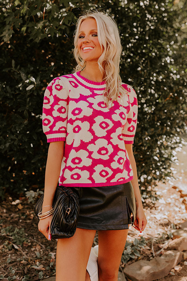 Premium Floral Knit Top - Effortless Charm in Pink