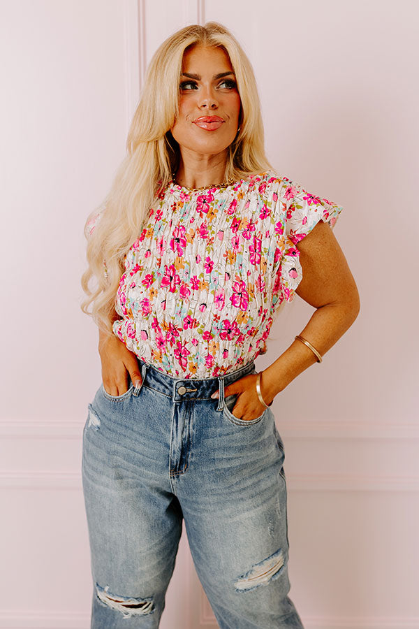 Premium Floral Statement Smocked Top - Ultimate Style for Curves