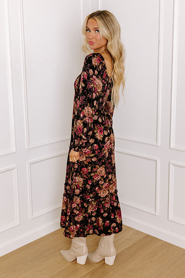 Premium Floral Midi Dress - Hand In Hand Through It All