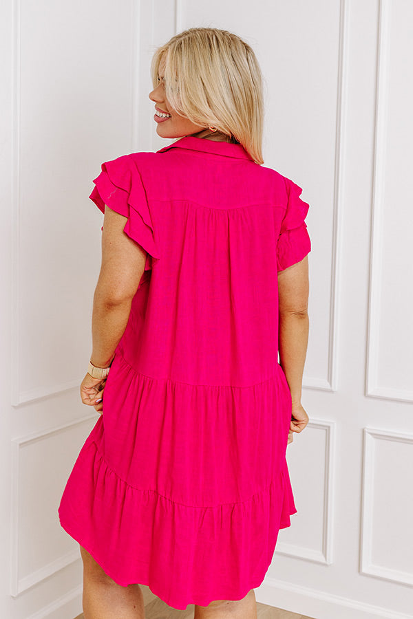 Ultimate Linen-Blend Babydoll Dress - Hot Pink Curves for Statement Style