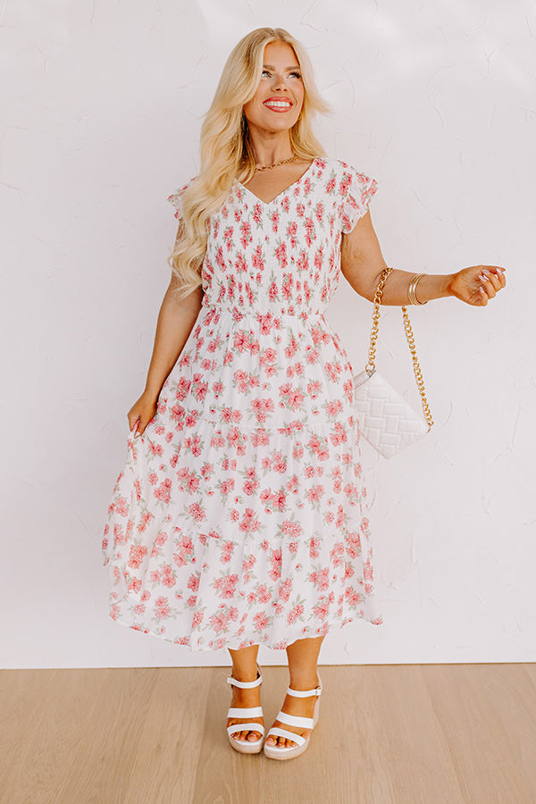 Premium Romantic Smocked Midi Dress - Promise Me Dear