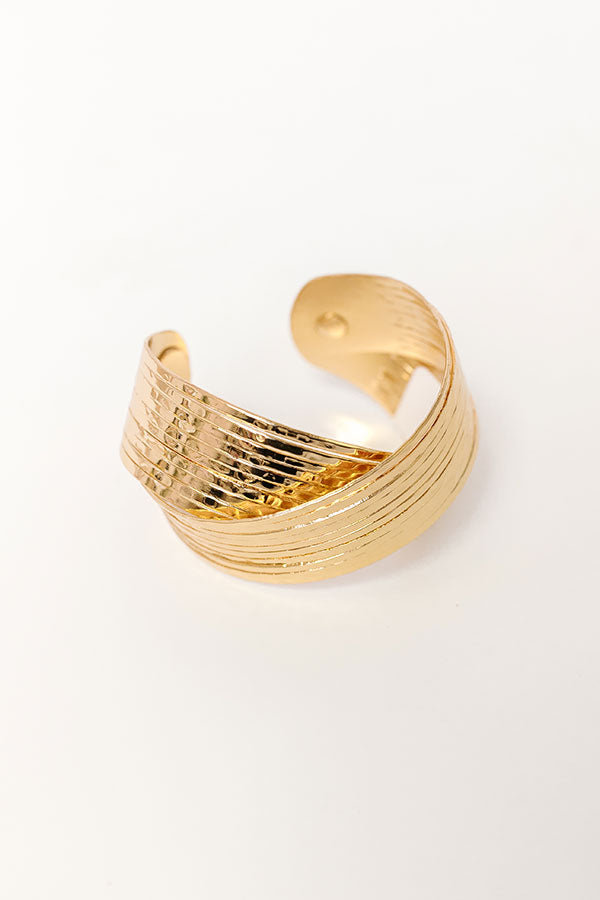 Ultimate Luxe Cuff Bracelet - Textured Gold Elegance