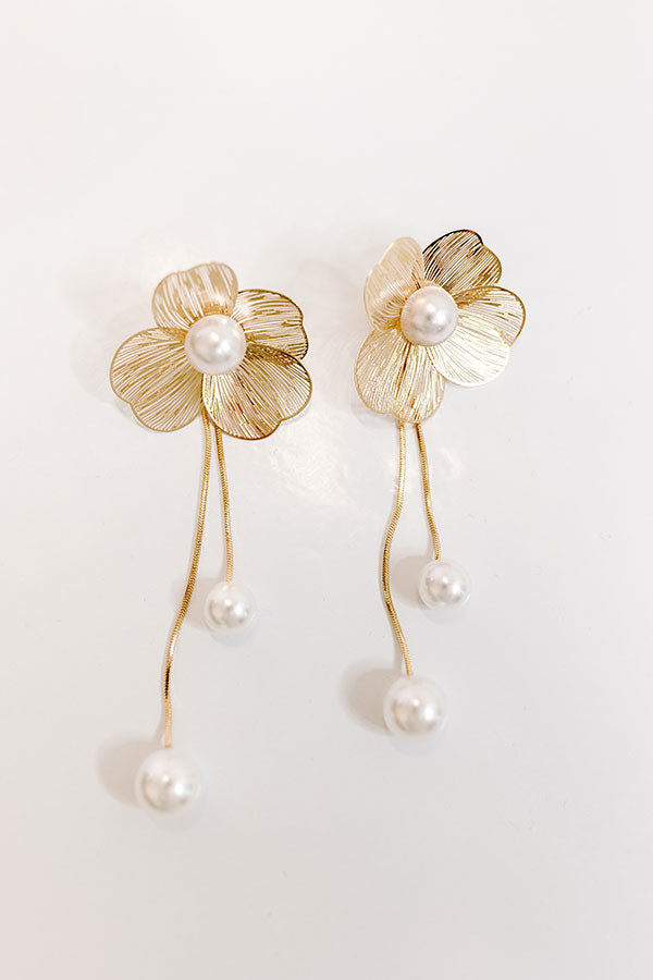 Premium Floral Pearl Drop Earrings