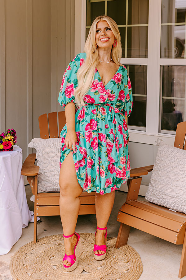 Premium Amalfi Spritz Floral Mini Dress - Ultimate Curve Flattering Style