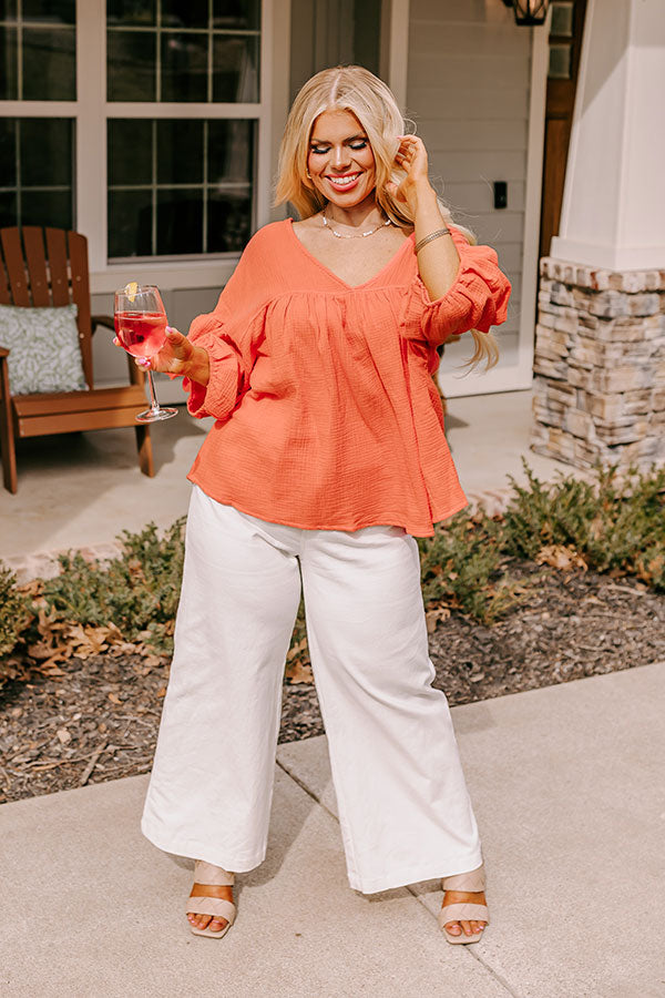 Ultimate Comfort Babydoll Top - Bright Coral Curves