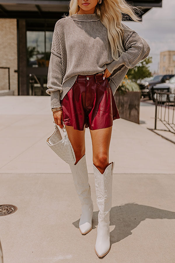 Ultimate Vixen High Waist Faux Leather Shorts - Wine Red