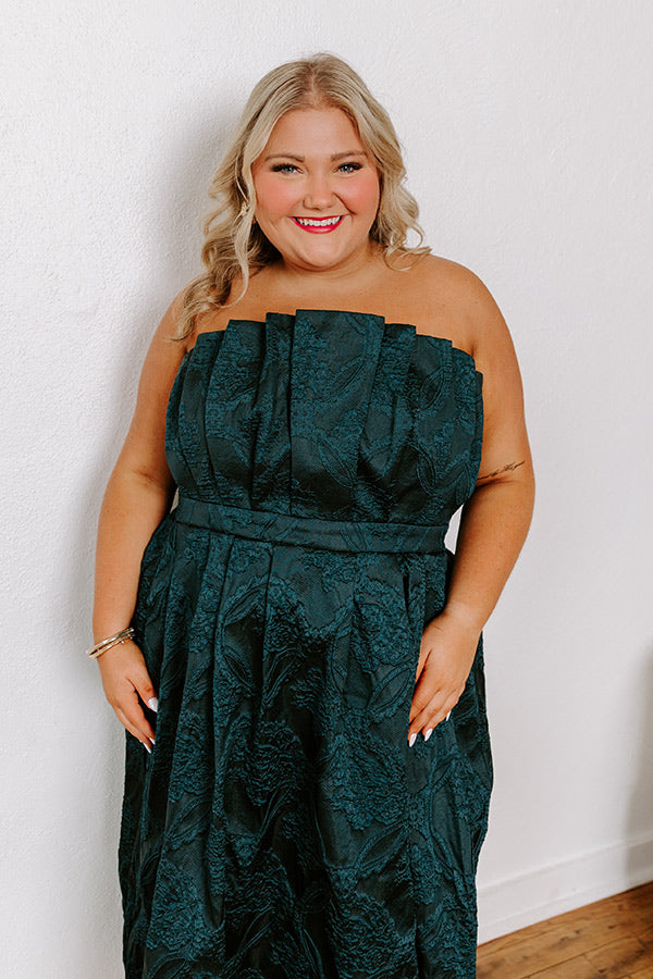 Premium Jacquard Midi Dress - Dark Hunter Green | Ultimate Gala Night Outfit