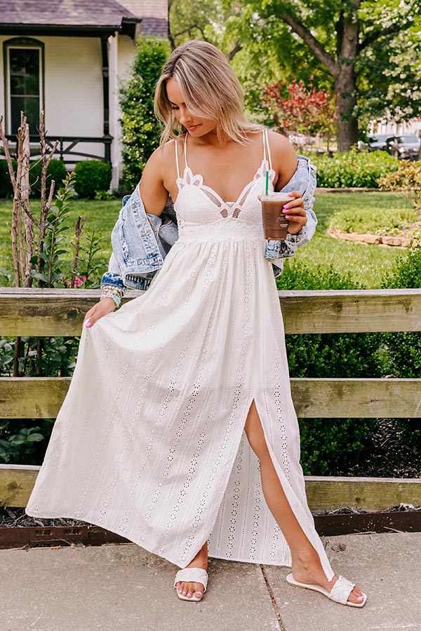 Premium Cream Eyelet Maxi Dress - Ultimate Comfort & Style